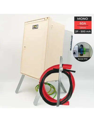 Coffret de chantier monophasé 12 KW avec distribution