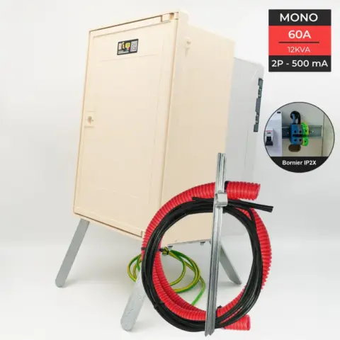 Coffret de chantier monophasé 12 KW avec distribution