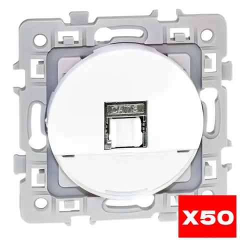 Lot de 50 Prises RJ45 Catégorie 6 STP Grade 2 TV Blanc - 60232 EUROHM Square
