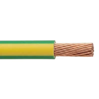Fil Électrique H07V-K 16 mm² Vert/Jaune au Mètre -Câble Souple de Terre Haute Qualité