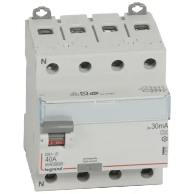 Disjoncteur différentiel 4P Legrand DX³-ID 40A 30mA Type A – 400V – 4 modules - 411675