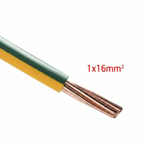 Fil électrique H07VR 16mm² Vert/Jaune – Câble rigide vendu au mètre