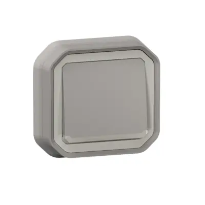 Bouton poussoir 10A à voyant lumineux encastré complet étanche gris IP55 - LEGRAND Plexo - 069832L