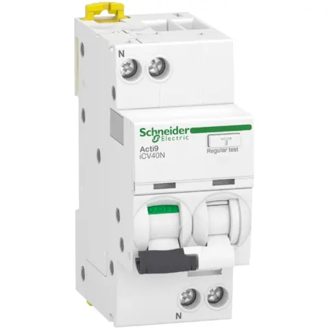 residual current breaker with overcurrent protection (RCBO), Acti9 iCV40, 1P+N, 20 A, C Curve, 6000 A, 30 mA, AC type